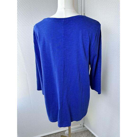 Chicos Modal Cotton Tee Womens Long Sleeve Shirt Blue Casual Large 2 - Picture 4 of 8